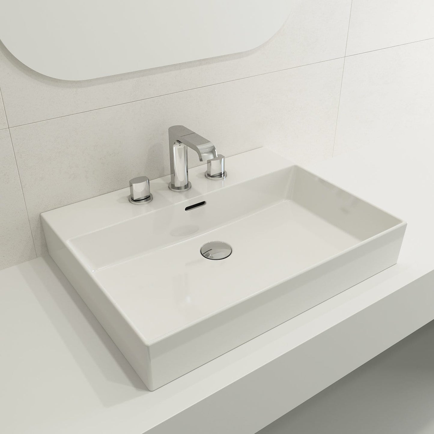 Bocchi BOCCHI MILANO 24" Wall-Mounted Sink Fireclay 3-Hole With Overflow Color: White