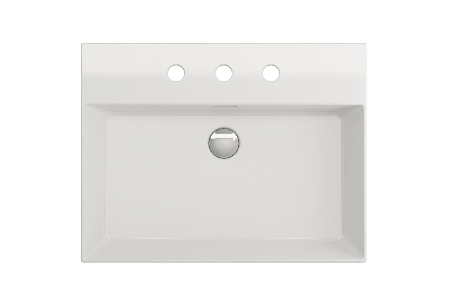 BOCCHI MILANO 24" Wall-Mounted Sink Fireclay 3-Hole With Overflow top view, featuring sleek design and modern functionality.