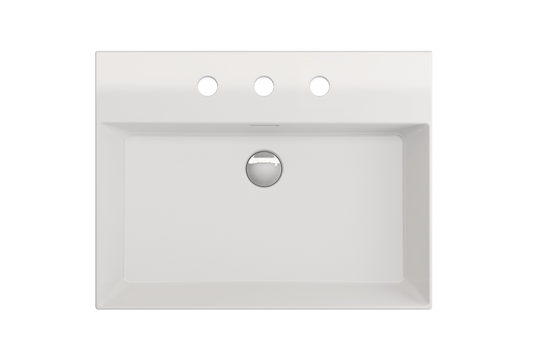 BOCCHI MILANO 24" Wall-Mounted Sink Fireclay 3-Hole With Overflow top view, featuring sleek design and modern functionality.