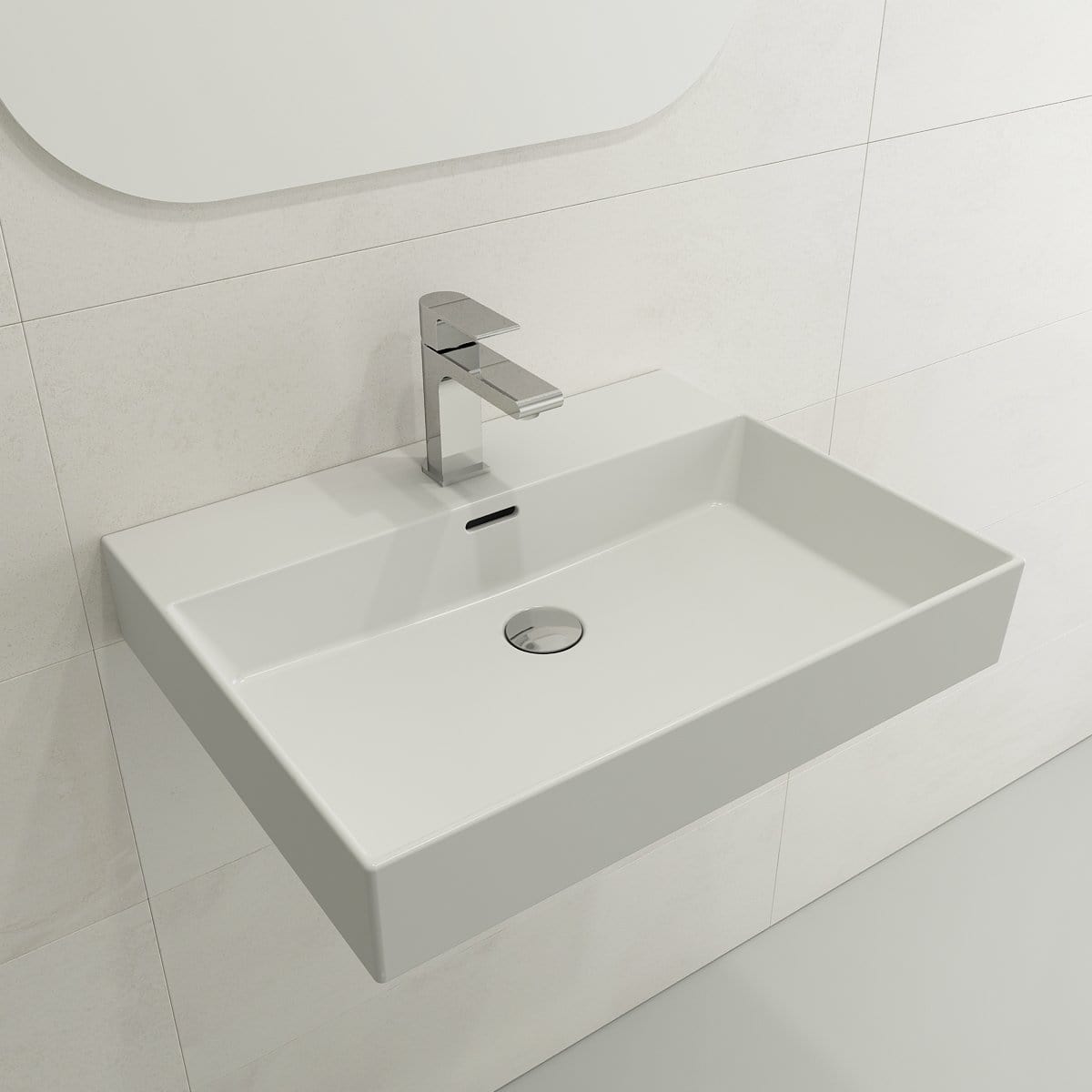BOCCHI MILANO 24" Wall-Mounted Sink Fireclay 1-Hole With Overflow in modern bathroom design.