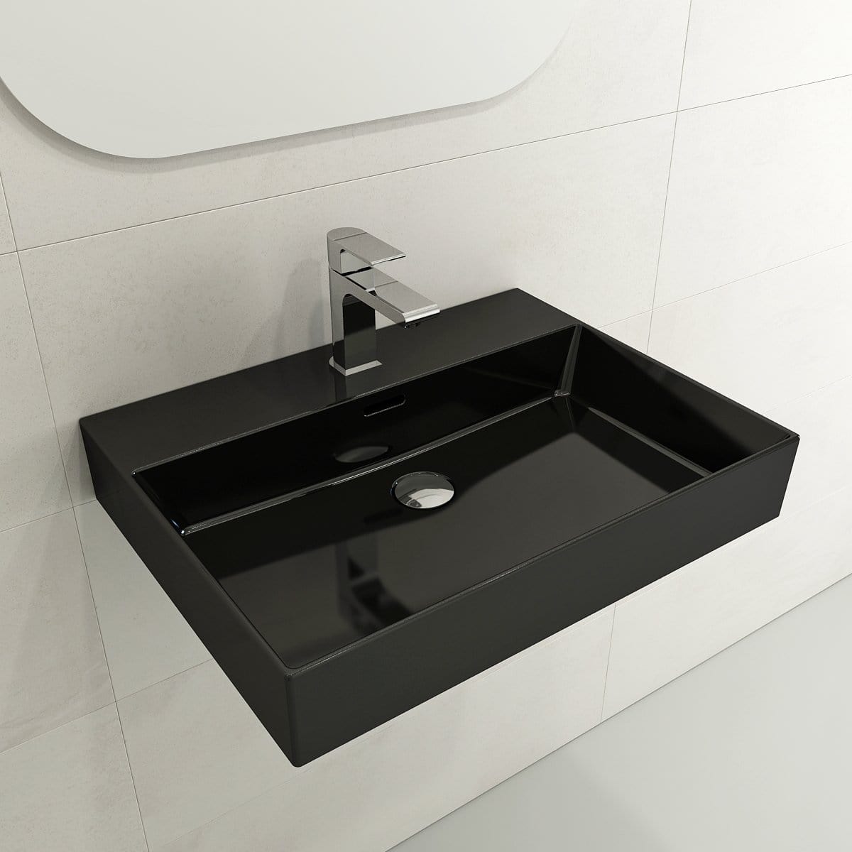 Bocchi BOCCHI MILANO 24" Wall-Mounted Sink Fireclay 1-Hole With Overflow Color: White