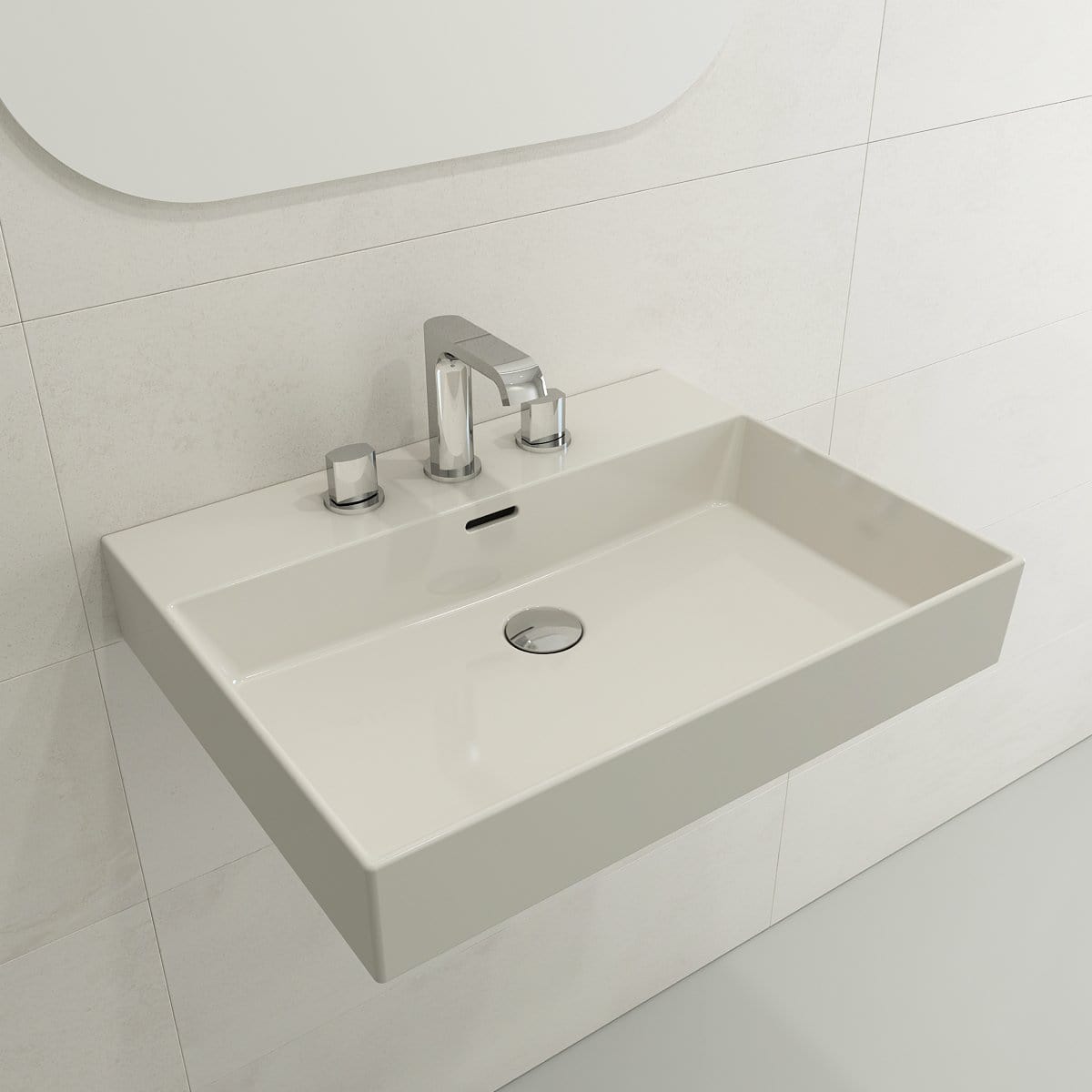 BOCCHI MILANO 24" Wall-Mounted Sink Fireclay 3-Hole With Overflow