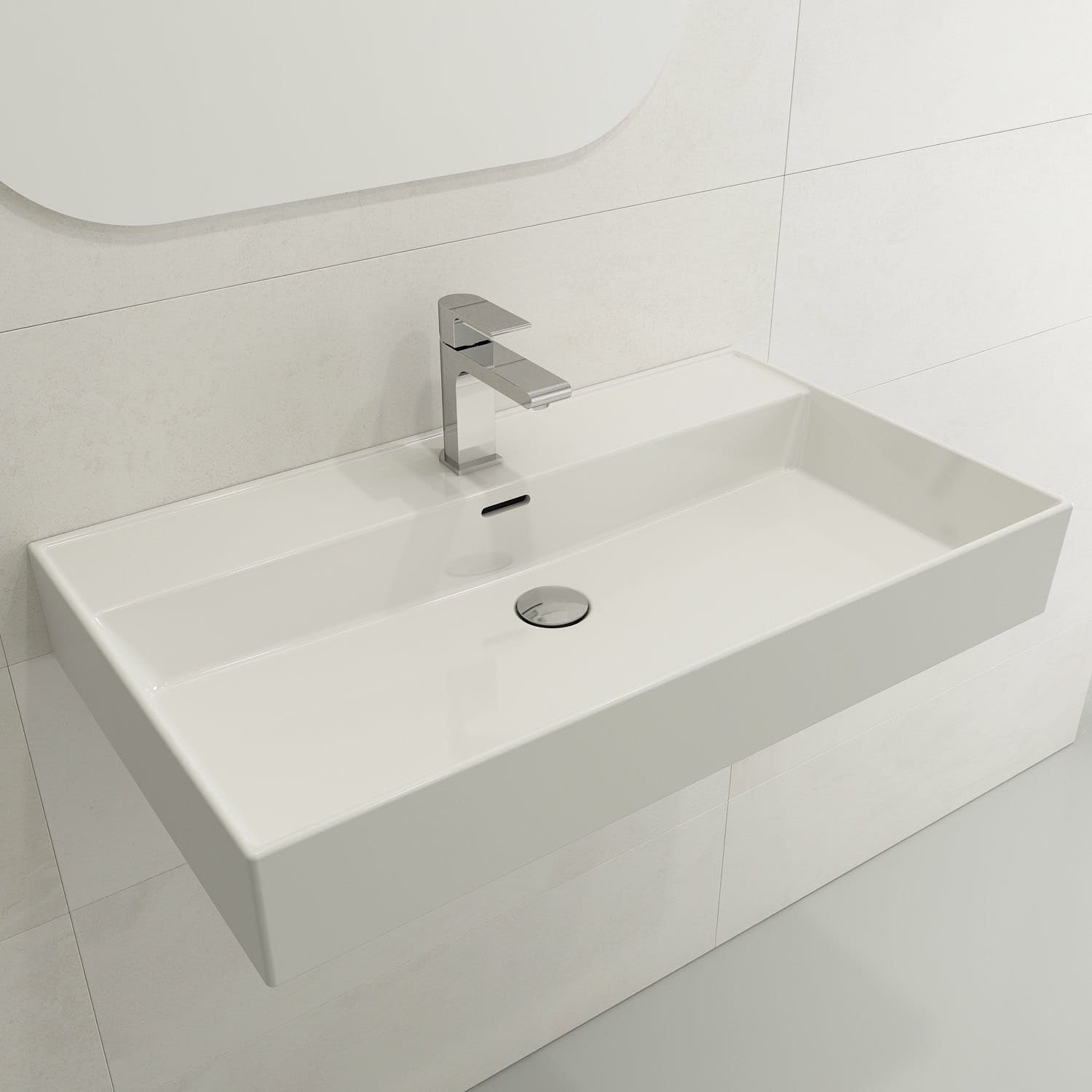 BOCCHI MILANO 32" Wall-Mounted Sink Fireclay 1-Hole With Overflow