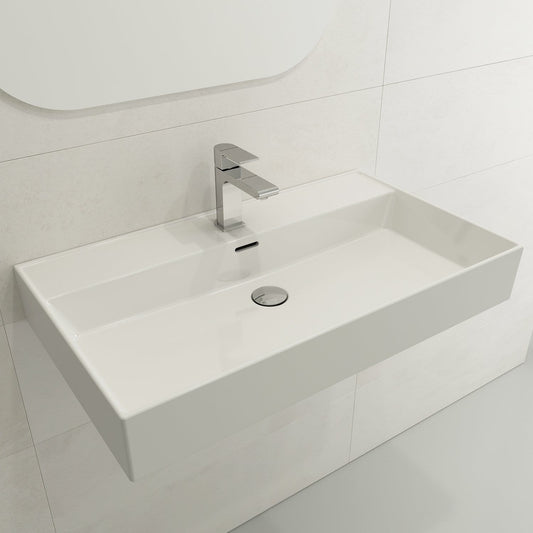 BOCCHI MILANO 32" Wall-Mounted Sink Fireclay 1-Hole With Overflow showcased in modern bathroom design.