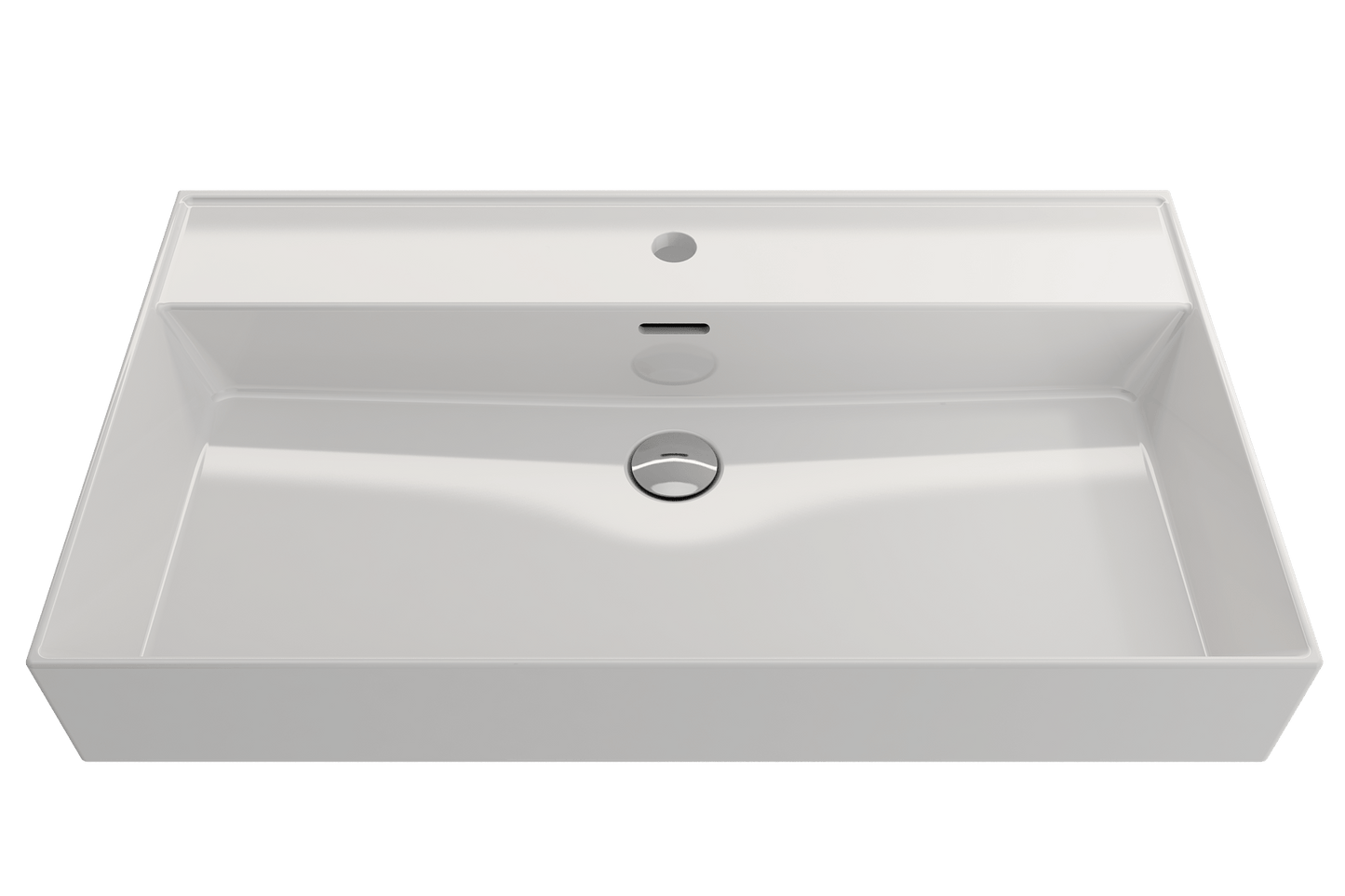 BOCCHI MILANO 32" Wall-Mounted Sink Fireclay 1-Hole With Overflow top view, showcasing a sleek, modern design.