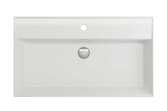 BOCCHI MILANO 32" Wall-Mounted Sink Fireclay 1-Hole With Overflow - modern white fireclay bathroom sink design