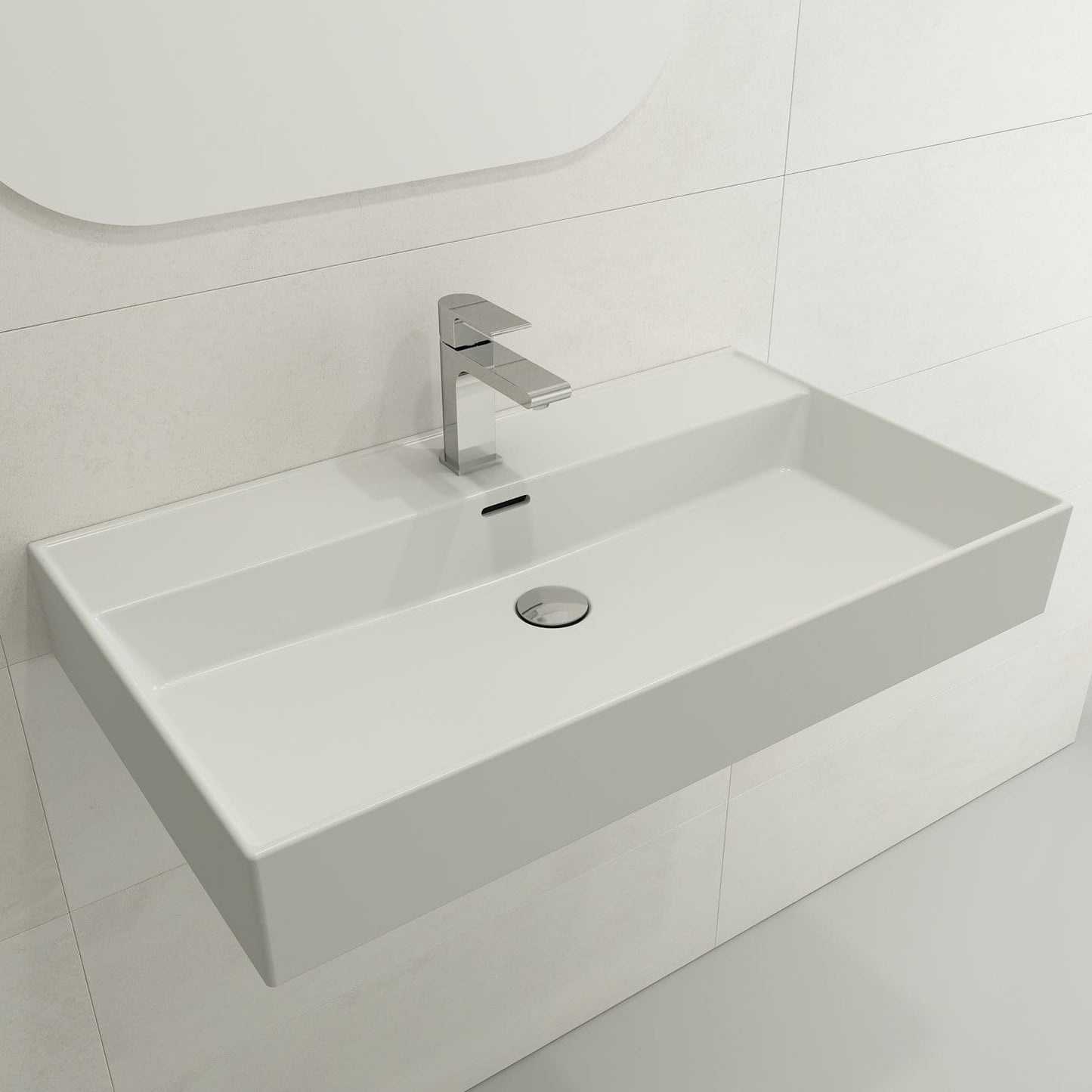 BOCCHI MILANO 32" Wall-Mounted Sink Fireclay 1-Hole With Overflow in modern bathroom design.
