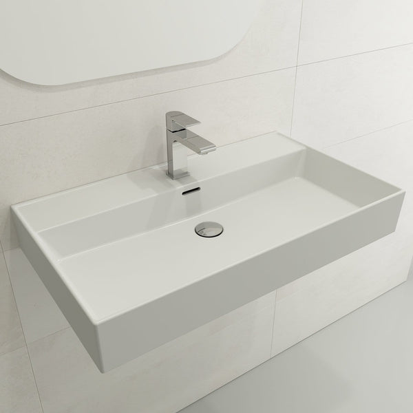 BOCCHI MILANO 32 Wall-Mounted Sink Fireclay 1-Hole With Overflow