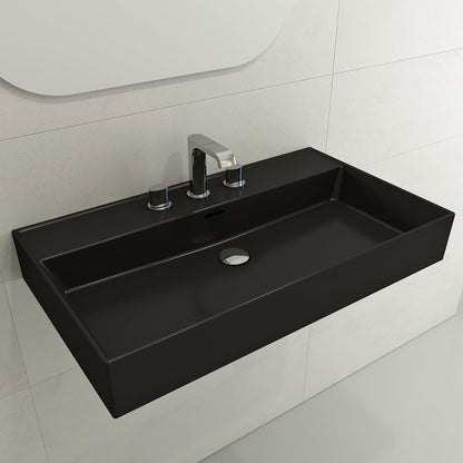 BOCCHI MILANO 32" Wall-Mounted Sink Fireclay 3-Hole With Overflow