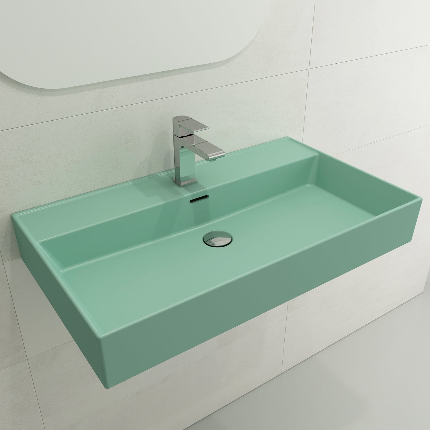 BOCCHI MILANO 32" Wall-Mounted Sink Fireclay 1-Hole With Overflow
