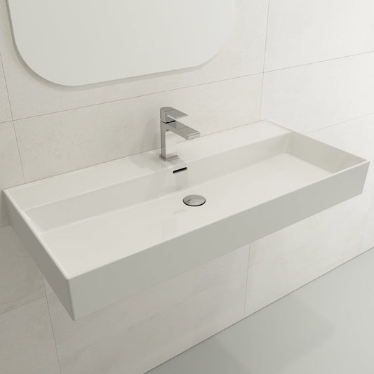 BOCCHI MILANO 39.75" Wall-Mounted Sink Fireclay 1-Hole With Overflow