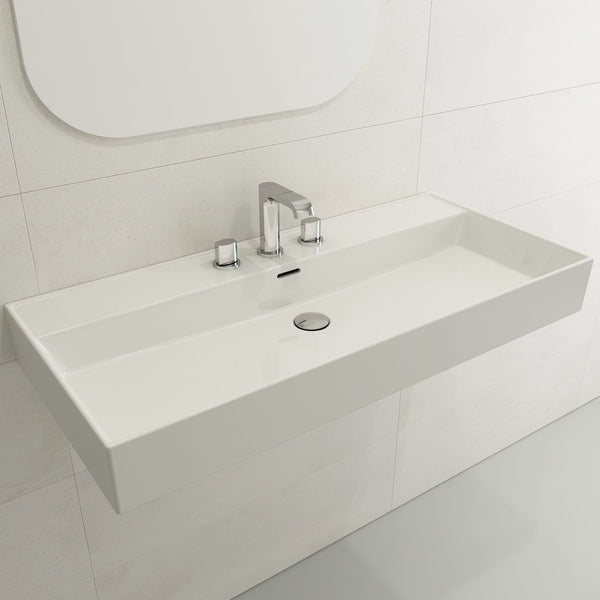 BOCCHI MILANO 39.75 Wall-Mounted Sink Fireclay 3-Hole With Overflow