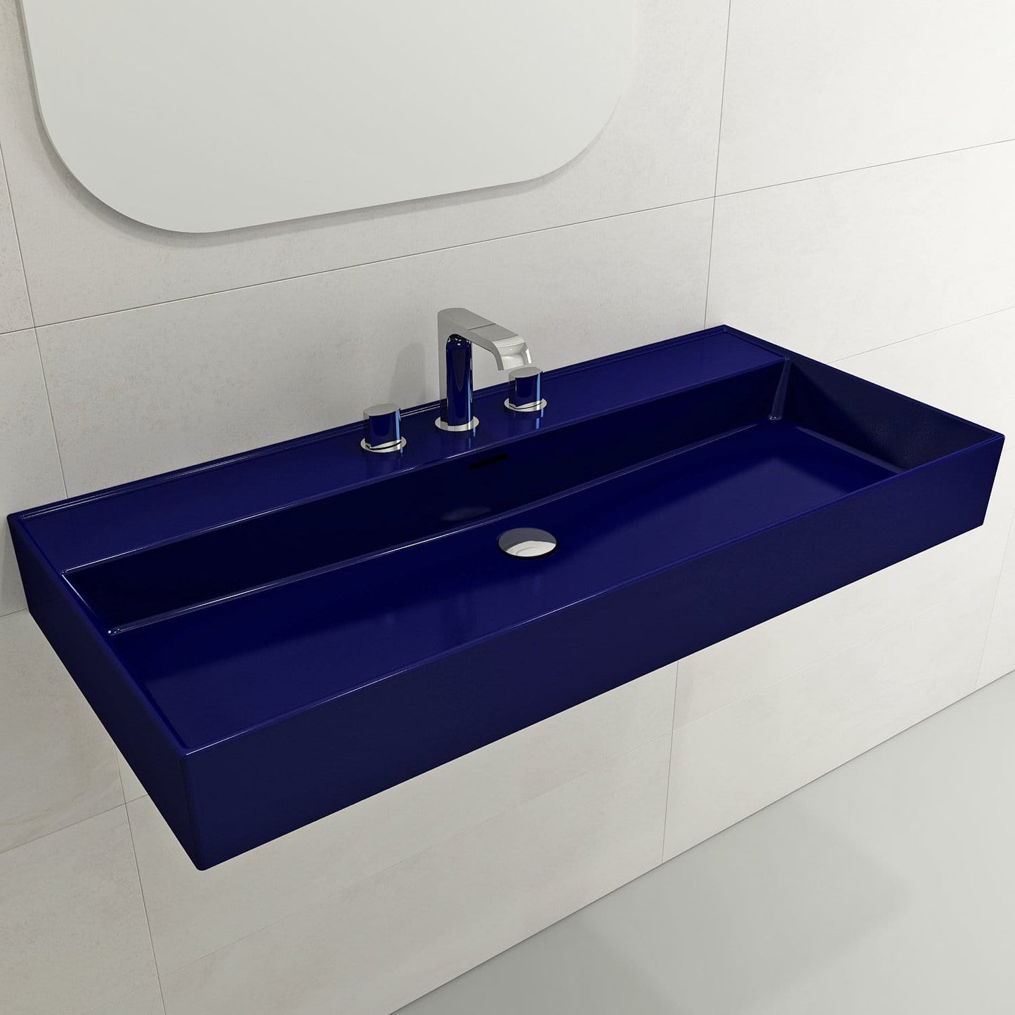 BOCCHI MILANO 39.75" Wall-Mounted Sink Fireclay 3-Hole With Overflow