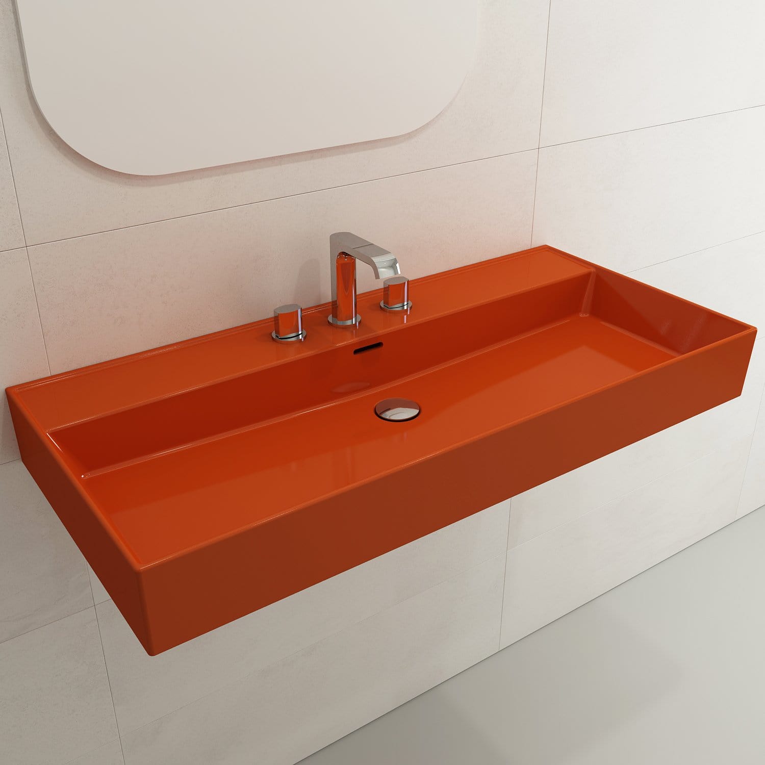 BOCCHI MILANO 39.75" Wall-Mounted Sink Fireclay 3-Hole With Overflow