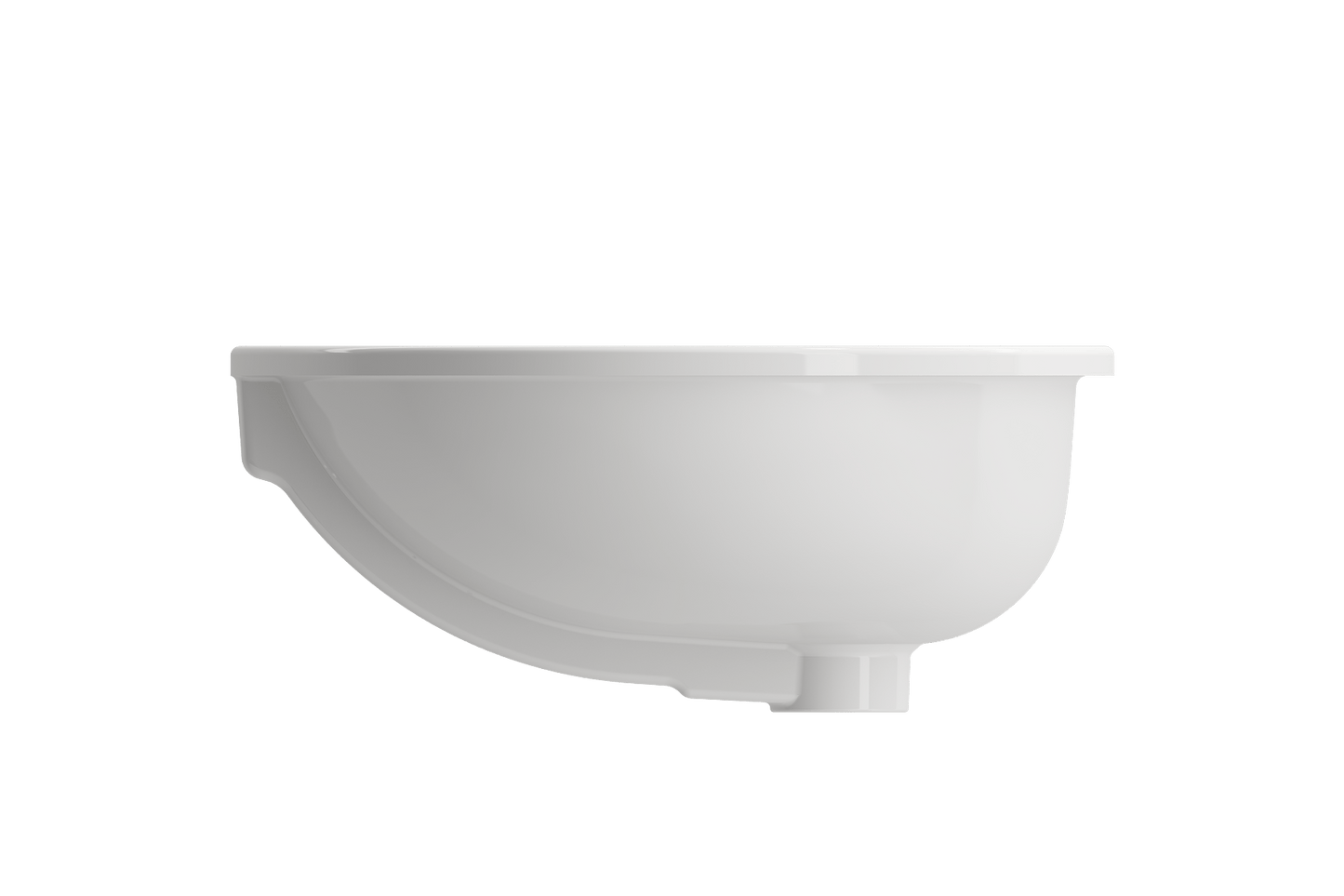 BOCCHI PARMA 22" Undermount Sink Fireclay With Overflow, elegant white side view of classic oval design.