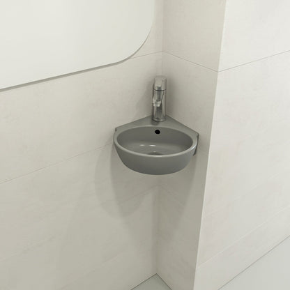 BOCCHI MILANO 12" Corner Sink Fireclay 1-Hole With Overflow