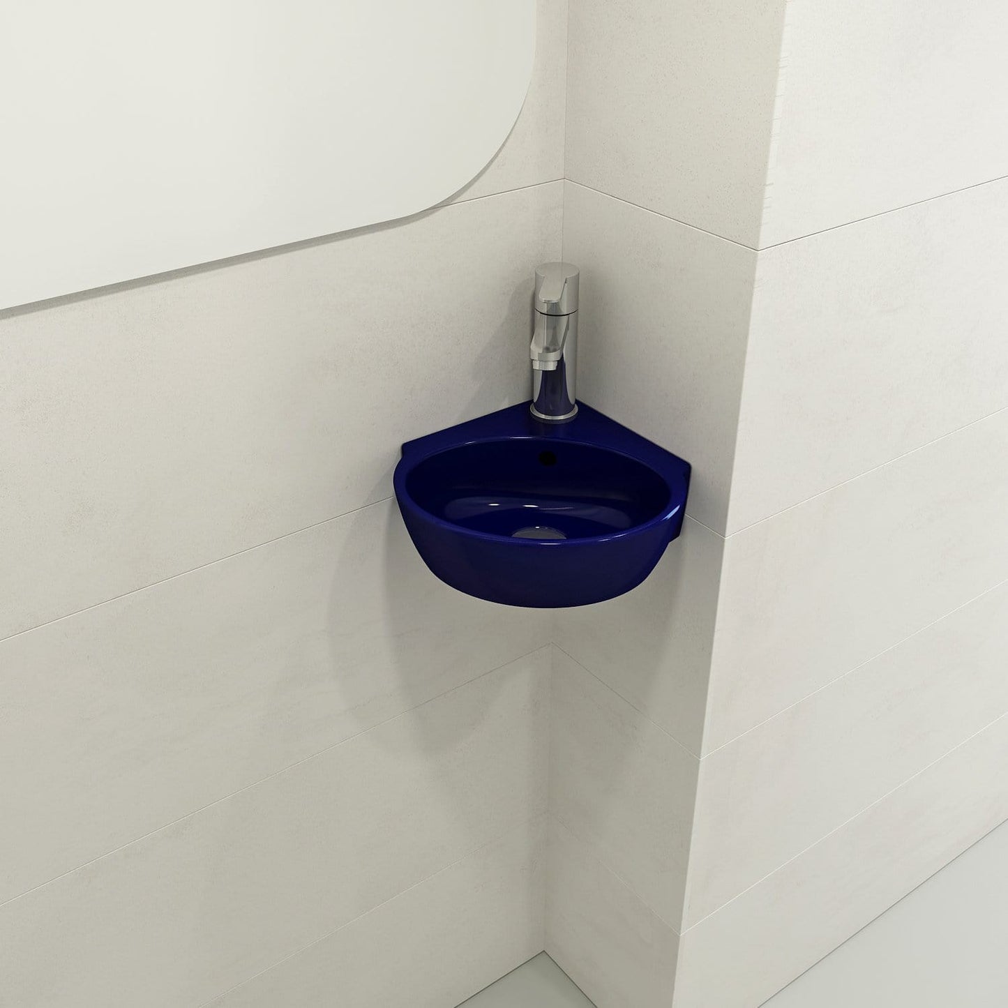 BOCCHI MILANO 12" Corner Sink Fireclay 1-Hole With Overflow