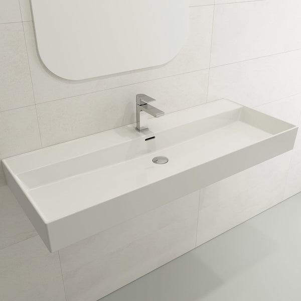 BOCCHI MILANO 47.75 Wall-Mounted Sink Fireclay 1-Hole With Overflow