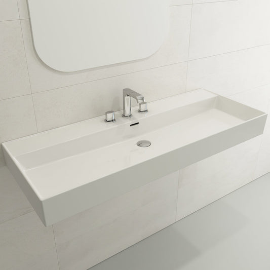 BOCCHI MILANO 47.75" Wall-Mounted Sink Fireclay 3-Hole With Overflow