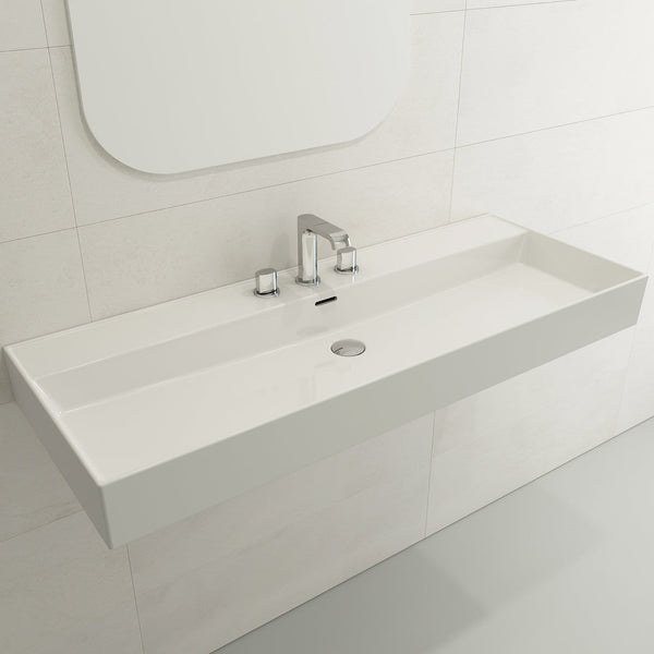 BOCCHI MILANO 47.75 Wall-Mounted Sink Fireclay 3-Hole With Overflow