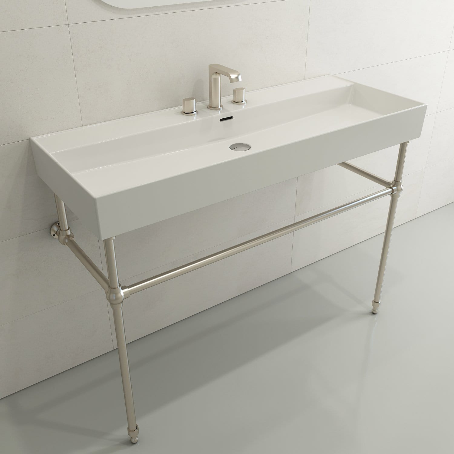 BOCCHI MILANO 47.75" Wall-Mounted Sink Fireclay 3-Hole With Overflow