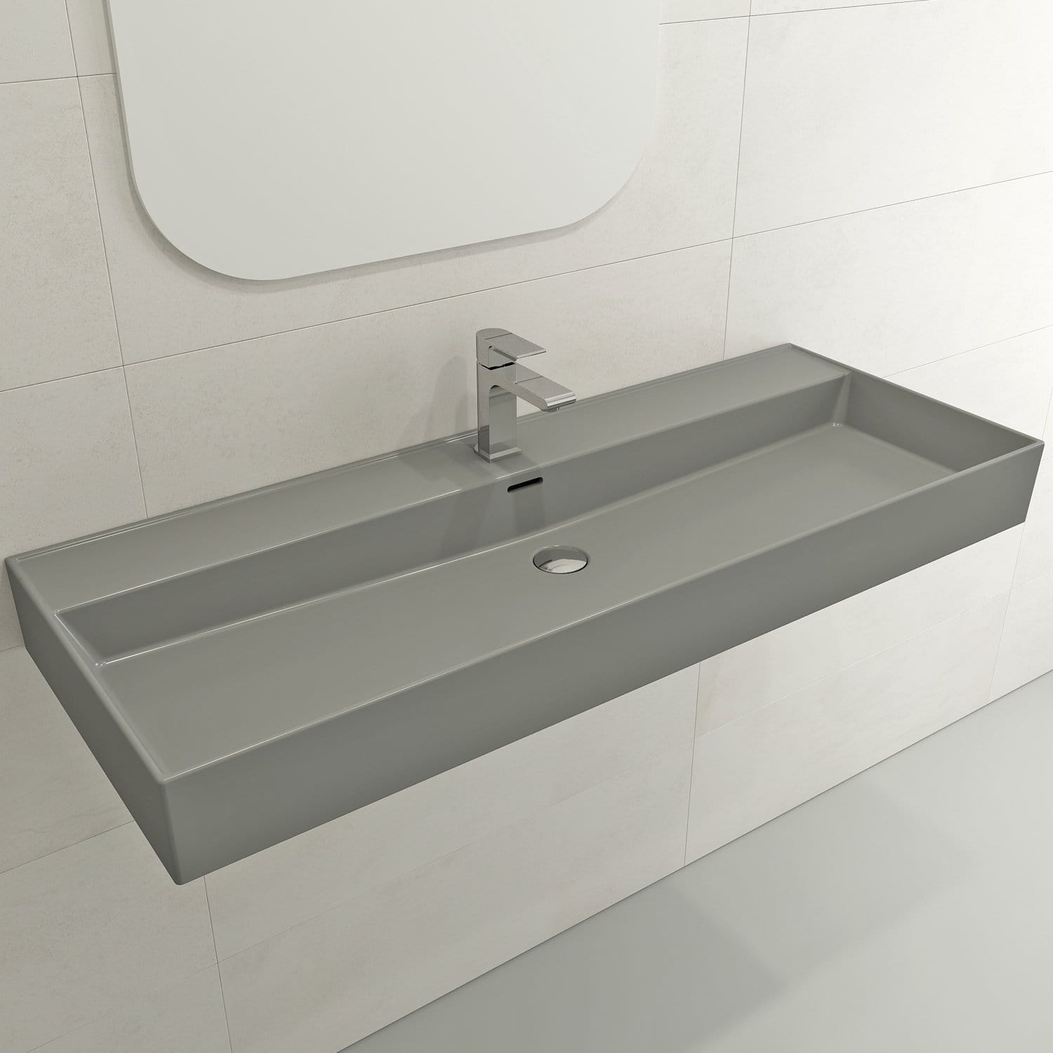 BOCCHI MILANO 47.75" Wall-Mounted Sink Fireclay 1-Hole With Overflow