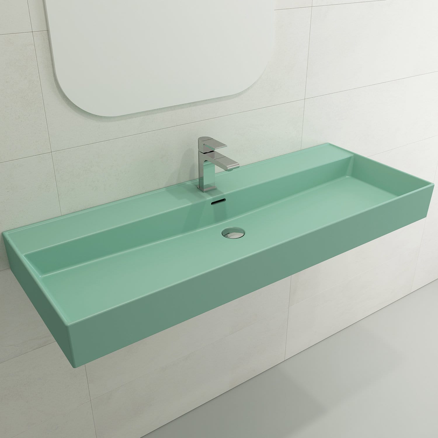 BOCCHI MILANO 47.75" Wall-Mounted Sink Fireclay 1-Hole With Overflow