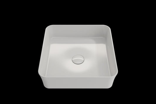 BOCCHI SOTTILE 15.25" Square Vessel Fireclay with Matching Drain Cover