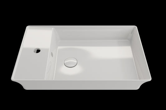 BOCCHI SOTTILE 23.5" Rectangle Vessel Fireclay 1-Hole Faucet Deck with Matching Drain Cover