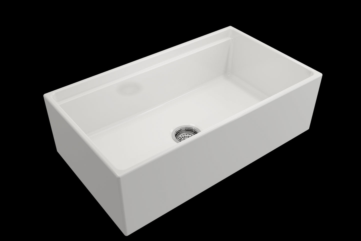 BOCCHI CONTEMPO 33" Step Rim With Integrated Work Station Fireclay Farmhouse Single Bowl Kitchen Sink with Accessories - White