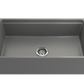 BOCCHI CONTEMPO 33" Step Rim With Integrated Work Station Fireclay Farmhouse Single Bowl Kitchen Sink with Accessories - Matte Gray