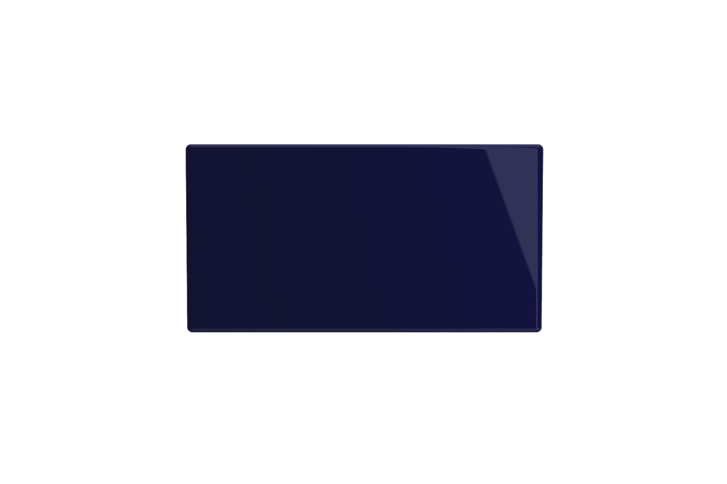 Side profile of sapphire blue BOCCHI Contempo 33 inch fireclay sink with step-rim.