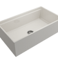 BOCCHI CONTEMPO 33" Step Rim With Integrated Work Station Fireclay Farmhouse Single Bowl Kitchen Sink with Accessories - Biscuit