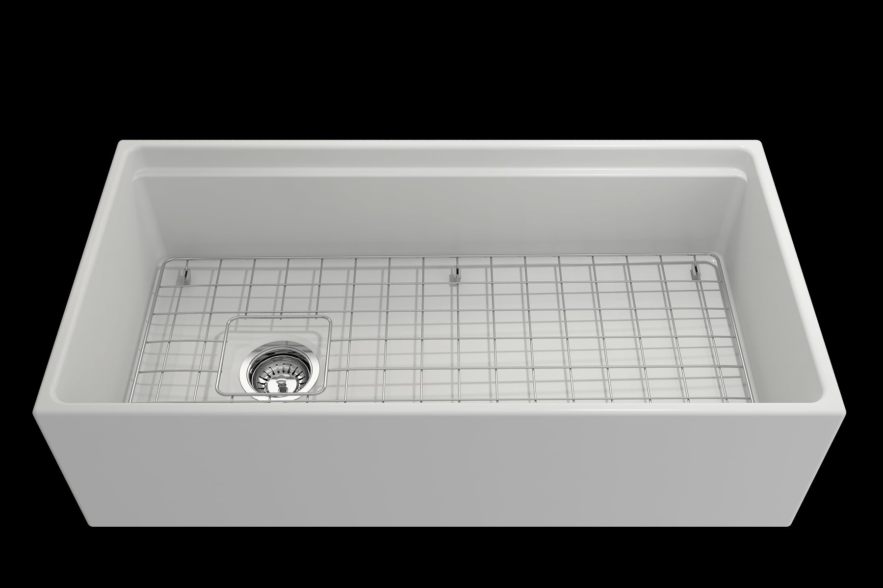 BOCCHI CONTEMPO 36" Step Rim With Integrated Work Station Fireclay Farmhouse Single Bowl Kitchen Sink with Accessories - Matte White