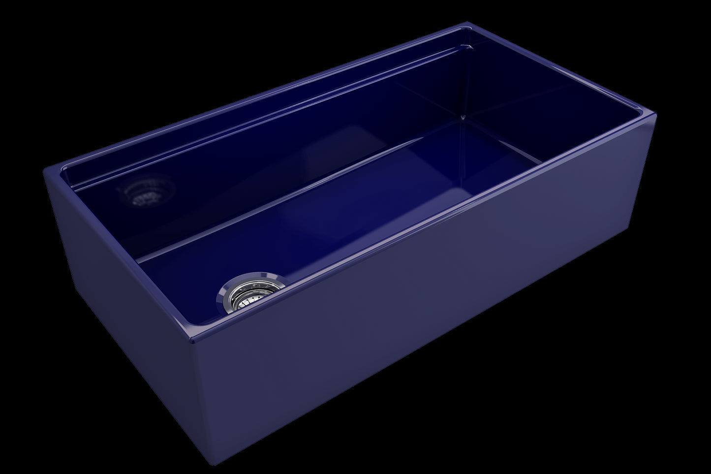 BOCCHI CONTEMPO 36" Step Rim With Integrated Work Station Fireclay Farmhouse Single Bowl Kitchen Sink with Accessories - Sapphire Blue
