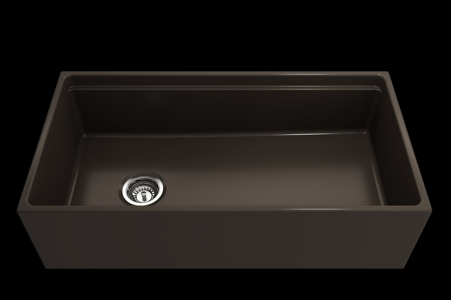 BOCCHI CONTEMPO 36" Step Rim With Integrated Work Station Fireclay Farmhouse Single Bowl Kitchen Sink with Accessories - Matte Brown