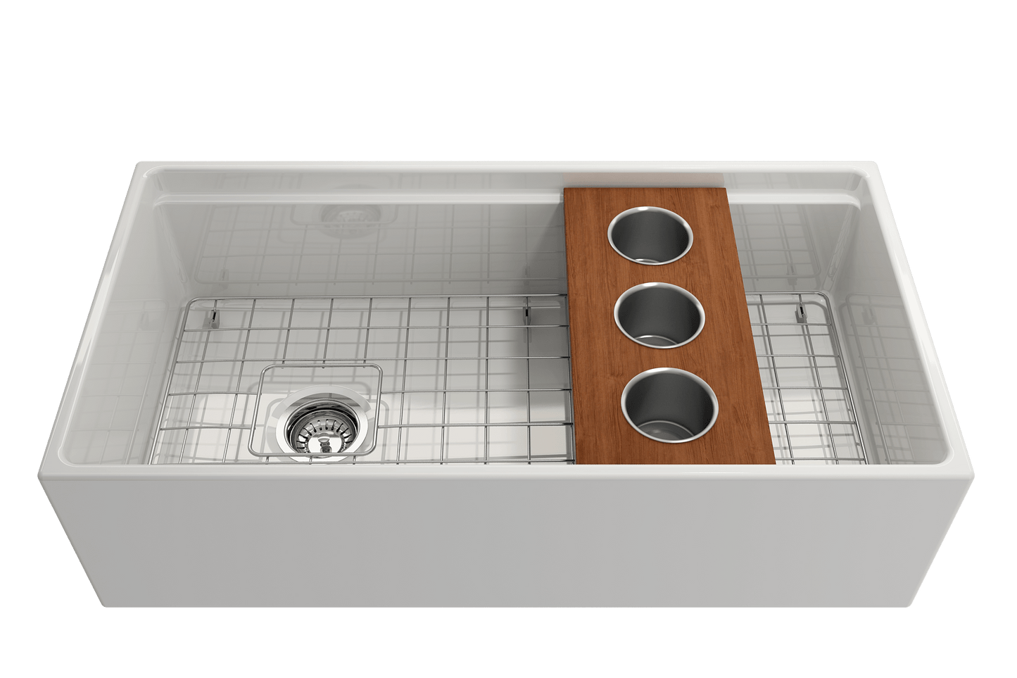 BOCCHI Prep Board Set for Workstation Sinks with 3 Round Stainless Steel Bowls 2320 0011 in a modern sink layout.