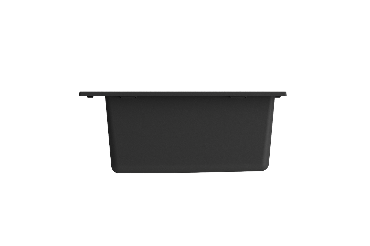 CAMPINO UNO 24" Single Bowl Dual Mount Granite Kitchen Sink with Strainer black finish front view