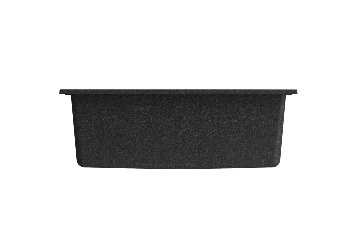 CAMPINO UNO 24" Single Bowl Dual Mount Granite Kitchen Sink with Strainer black finish front view