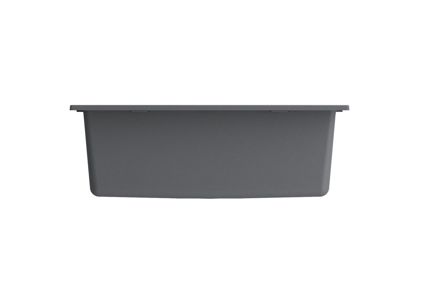 CAMPINO UNO 24" Single Bowl Dual Mount Granite Kitchen Sink with Strainer in sleek dark granite finish, front view.
