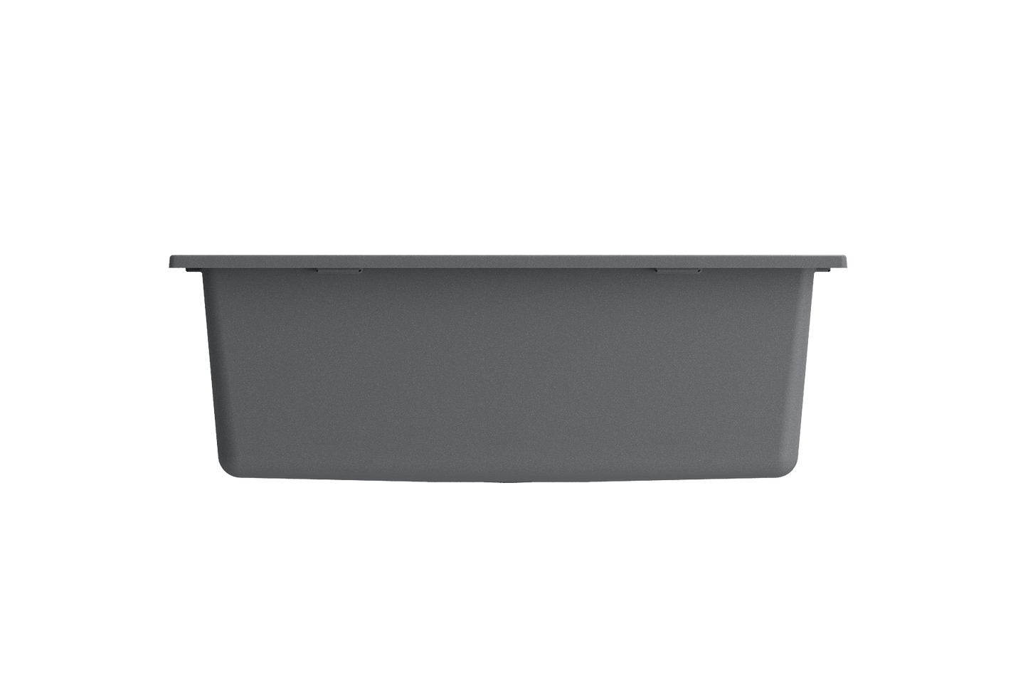 CAMPINO UNO 24" Single Bowl Dual Mount Granite Kitchen Sink with Strainer in sleek dark gray finish, front view.