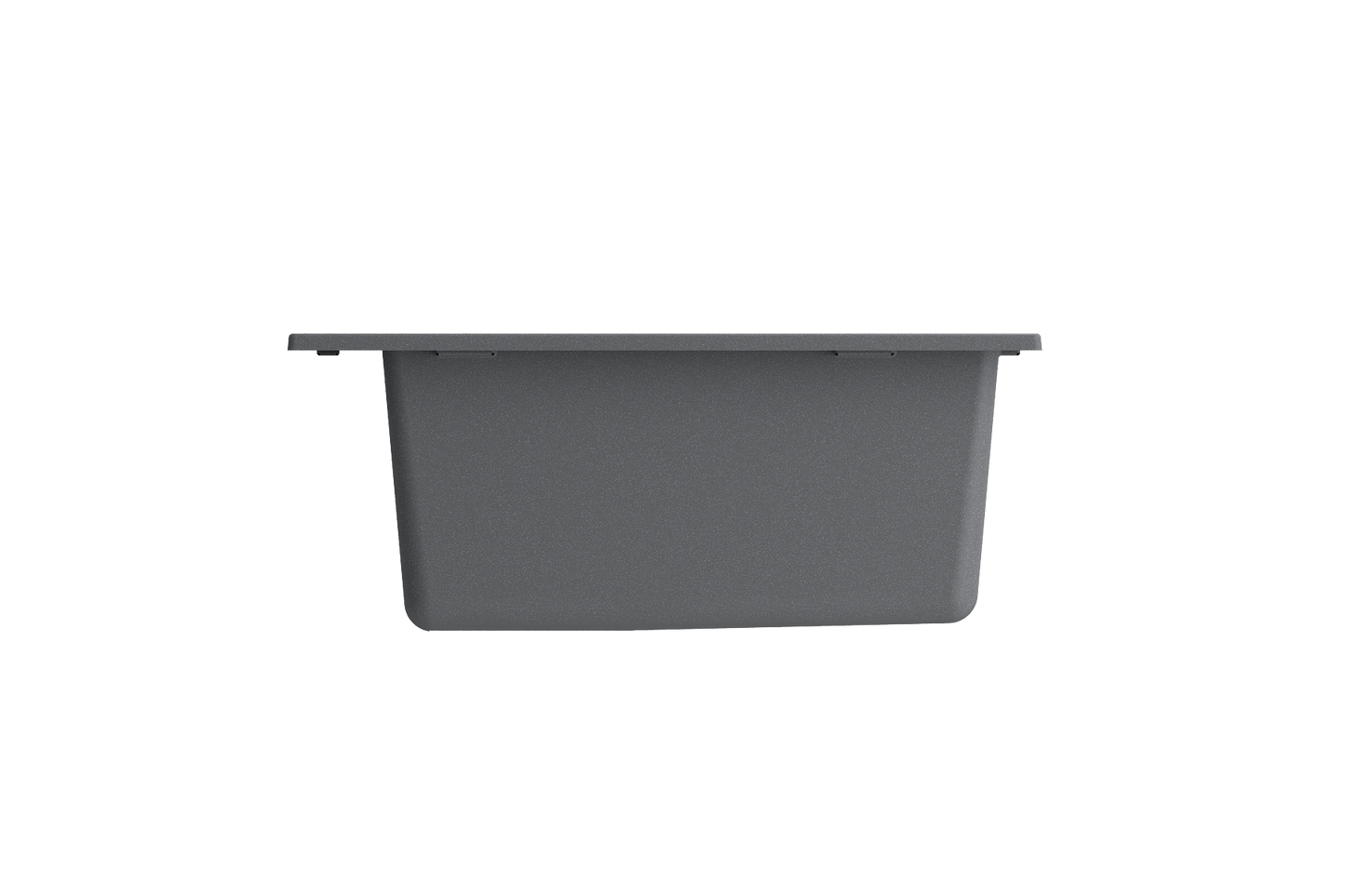 CAMPINO UNO 24" Single Bowl Dual Mount Granite Kitchen Sink with Strainer, front view in dark gray finish.