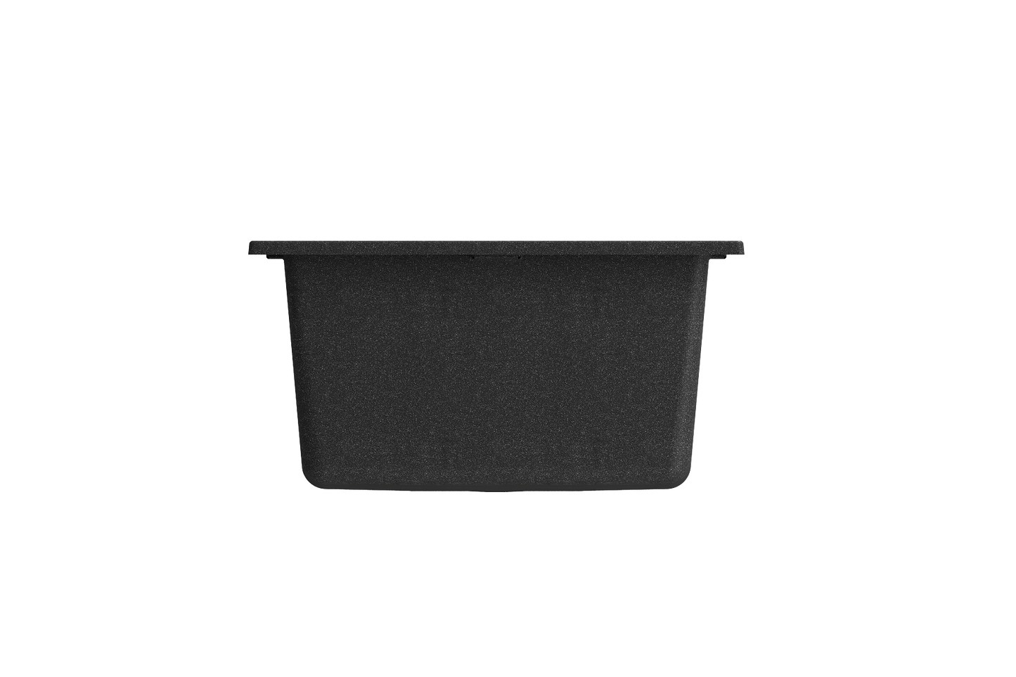 CAMPINO UNO 16" Single Bowl Dual Mount Granite Bar Sink with Strainer in sleek black finish, front view showcasing smooth edges.