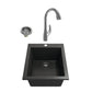 BOCCHI CAMPINO UNO 16" Metallic Black Granite Bar Sink with Pagano Faucet, chrome faucet and drain included.