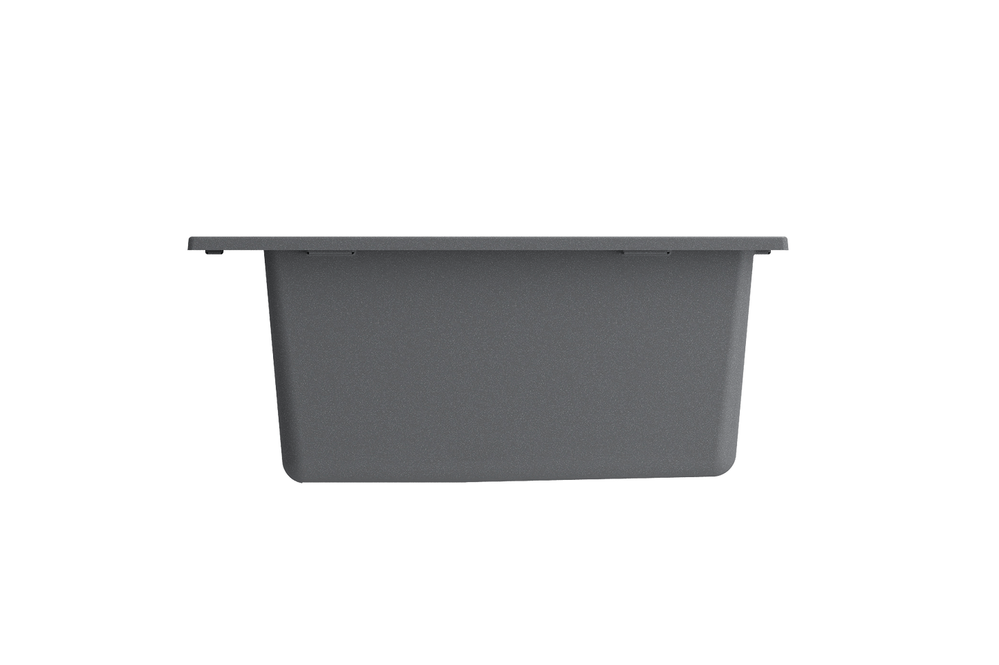 CAMPINO UNO 16" Single Bowl Dual Mount Granite Bar Sink with Strainer in sleek dark gray, right side view.