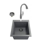 BOCCHI CAMPINO UNO 16" Concrete Gray Granite Bar Sink with Pagano Faucet and drain assembly in modern design.