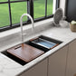 BOCCHI BAVENO LUX 34" Dual-Mount Single Bowl Granite Composite Kitchen Sink with Integrated Workstation and Accessories in Matte Black with wood cover