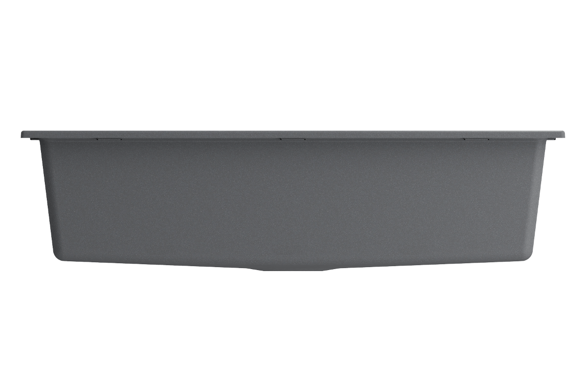 BOCCHI BAVENO LUX 34" Dual-Mount Single Bowl Granite Composite Kitchen Sink with Integrated Workstation and Accessories with Covers in dark gray.