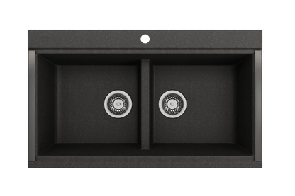 BOCCHI BAVENO LUX 34" Double Bowl Granite Composite Kitchen Sink with Integrated Workstation and Accessories with Covers