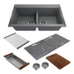 BOCCHI BAVENO LUX 33" Double Bowl Granite Composite Kitchen Sink with Integrated Workstation and Accessories with Covers